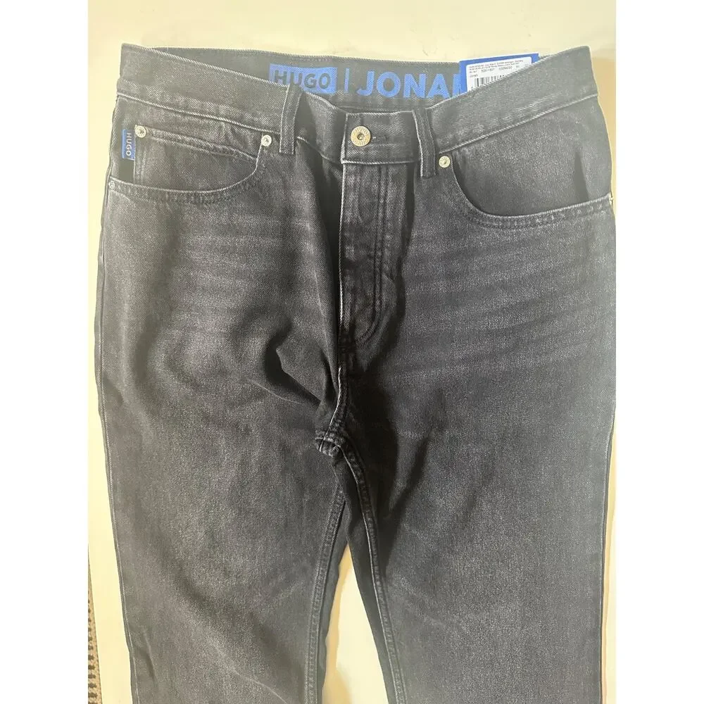 HUGO Boss Jonah Straight Button Fly Jeans Men's 32 x 32 Black Denim NWT